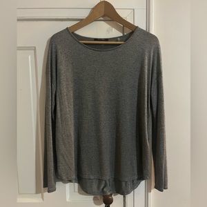 Tahari Long sleeved Grey Shimmery Silky Semi Sheer Blouse Size S
